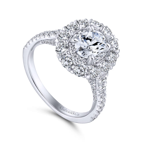 14K White Gold Oval Double Halo Diamond Engagement Ring 14K White Gold Oval Double Halo Diamond Engagement Ring