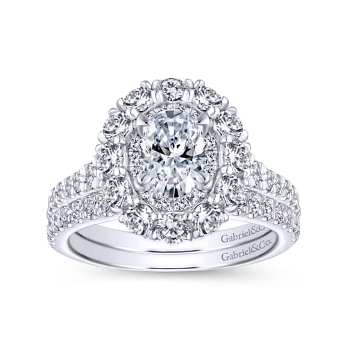 14K White Gold Oval Double Halo Diamond Engagement Ring 14K White Gold Oval Double Halo Diamond Engagement Ring