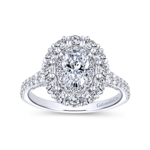 14K White Gold Oval Double Halo Diamond Engagement Ring 14K White Gold Oval Double Halo Diamond Engagement Ring