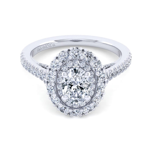 14K White Gold Oval Double Halo Diamond Engagement Ring 14K White Gold Oval Double Halo Diamond Engagement Ring