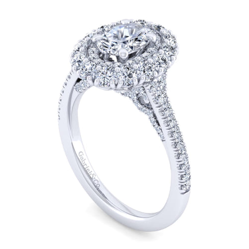 14K White Gold Oval Double Halo Diamond Engagement Ring 14K White Gold Oval Double Halo Diamond Engagement Ring