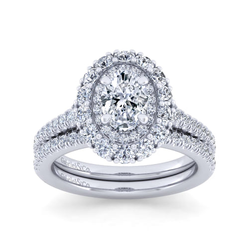 14K White Gold Oval Double Halo Diamond Engagement Ring 14K White Gold Oval Double Halo Diamond Engagement Ring