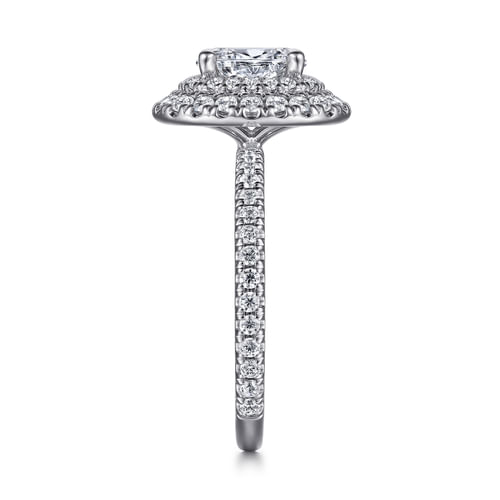 14K White Gold Oval Double Halo Diamond Engagement Ring