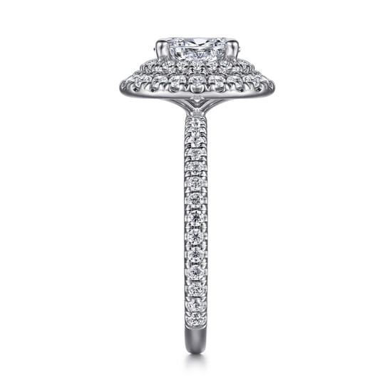 14K White Gold Oval Double Halo Diamond Engagement Ring angle 5