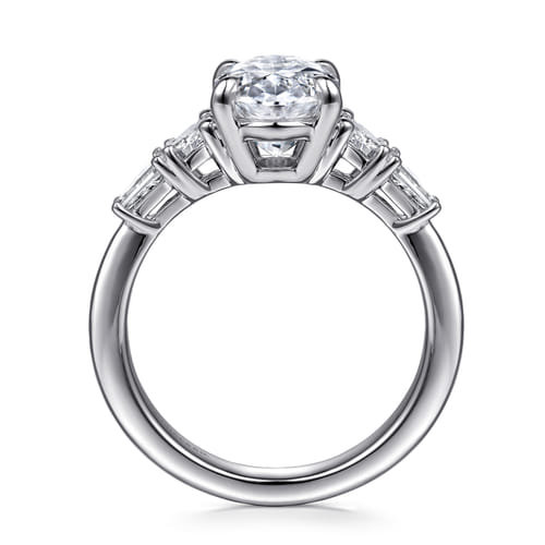 14K White Gold Oval Five Stone Diamond Engagement Ring
