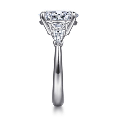 14K White Gold Oval Five Stone Diamond Engagement Ring