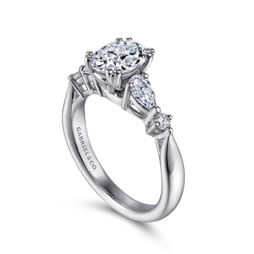 14K White Gold Oval Five Stone Diamond Engagement Ring 14K White Gold Oval Five Stone Diamond Engagement Ring