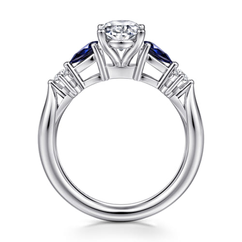 14K White Gold Oval Five Stone Sapphire and Diamond Engagement Ring 14K White Gold Oval Five Stone Sapphire and Diamond Engagement Ring