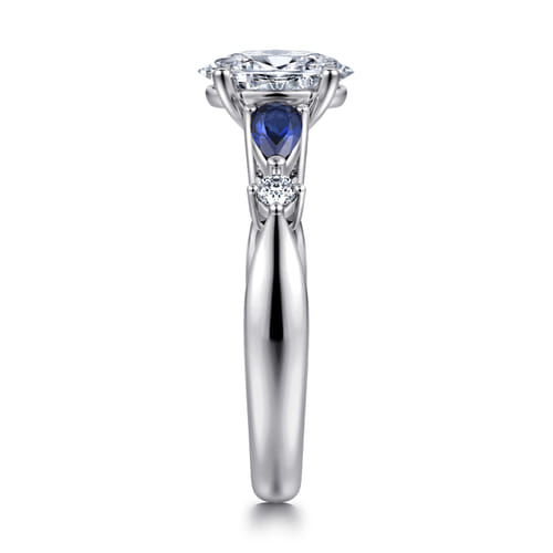 14K White Gold Oval Five Stone Sapphire and Diamond Engagement Ring 14K White Gold Oval Five Stone Sapphire and Diamond Engagement Ring