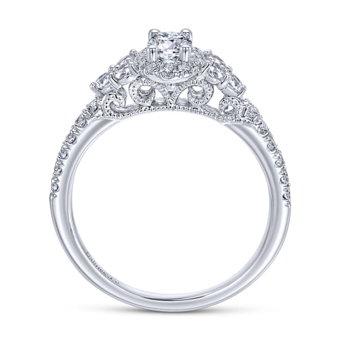 14K White Gold Oval Halo Complete Diamond Engagement Ring