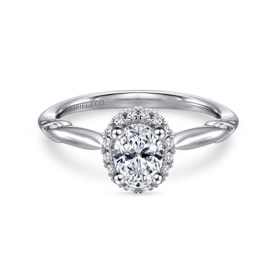 Gabriel - 14K White Gold Oval Halo Complete Diamond Engagement Ring
