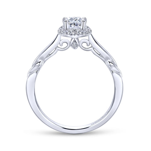 14K White Gold Oval Halo Complete Diamond Engagement Ring