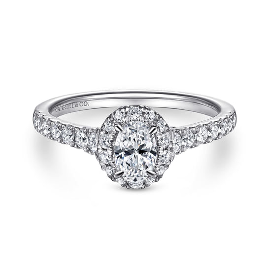 Gabriel - 14K White Gold Oval Halo Complete Diamond Engagement Ring
