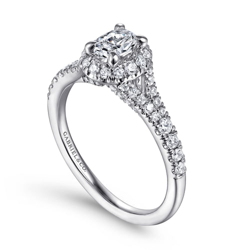 14K White Gold Oval Halo Complete Diamond Engagement Ring
