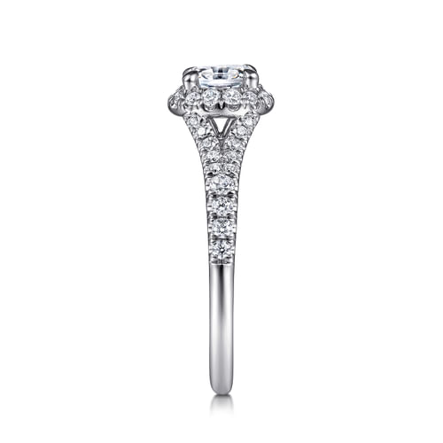 14K White Gold Oval Halo Complete Diamond Engagement Ring