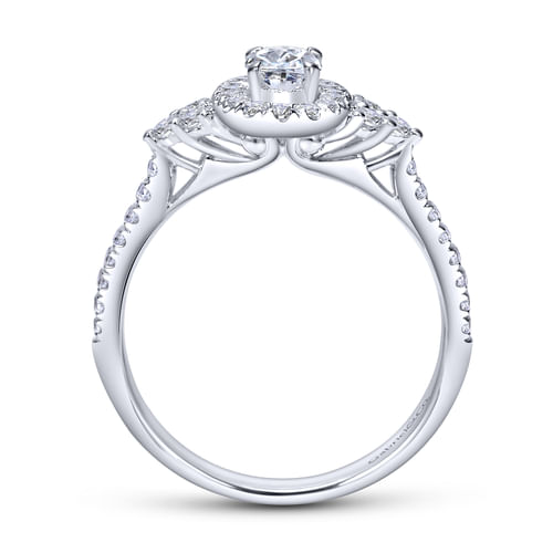 14K White Gold Oval Halo Complete Diamond Engagement Ring