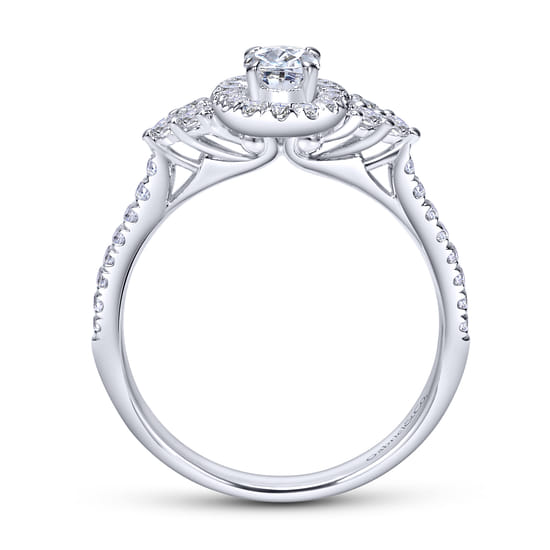14K White Gold Oval Halo Complete Diamond Engagement Ring angle 2