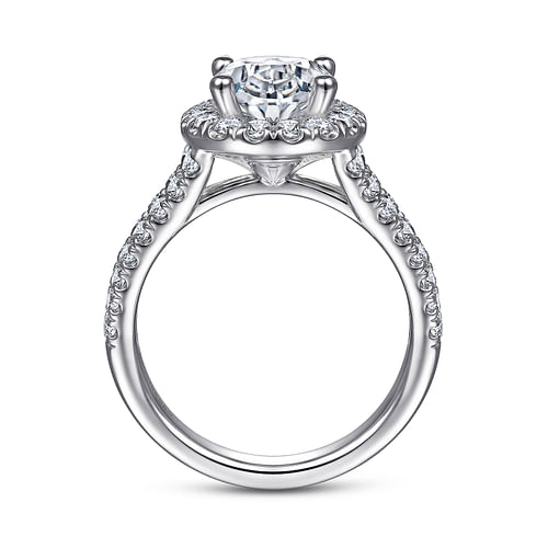 14K White Gold Oval Halo Diamond Engagement Ring