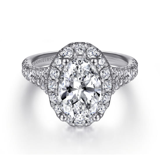 Gabriel - 14K White Gold Oval Halo Diamond Engagement Ring