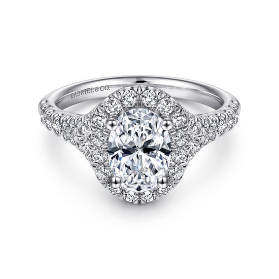 Gabriel - 14K White Gold Oval Halo Diamond Engagement Ring