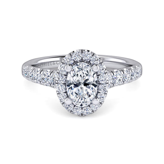 Gabriel - 14K White Gold Oval Halo Diamond Engagement Ring