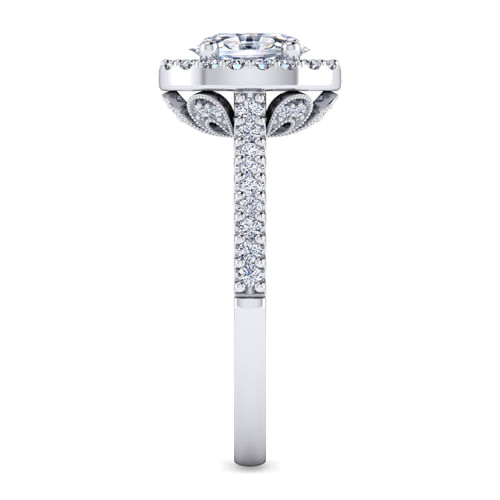 14K White Gold Oval Halo Diamond Engagement Ring