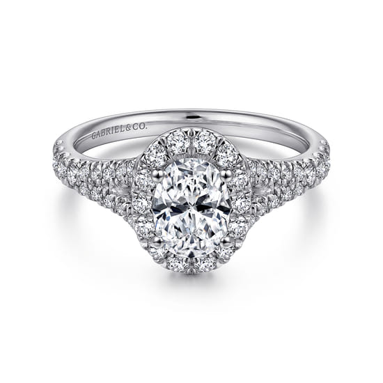 Gabriel - 14K White Gold Oval Halo Diamond Engagement Ring