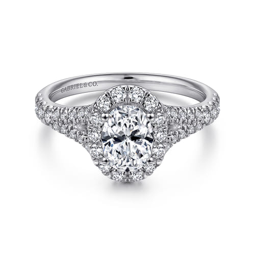 14K White Gold Oval Halo Diamond Engagement Ring 14K White Gold Oval Halo Diamond Engagement Ring