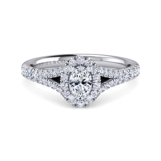 Gabriel - 14K White Gold Oval Halo Diamond Engagement Ring