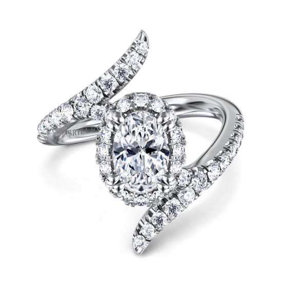 Gabriel - 14K White Gold Oval Halo Diamond Engagement Ring