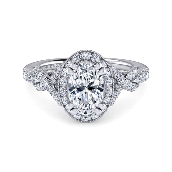 Gabriel - 14K White Gold Oval Halo Diamond Engagement Ring