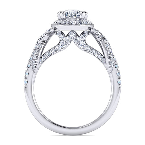 14K White Gold Oval Halo Diamond Engagement Ring