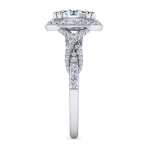 14K White Gold Oval Halo Diamond Engagement Ring