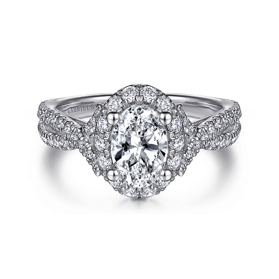 Gabriel - 14K White Gold Oval Halo Diamond Engagement Ring