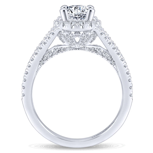 14K White Gold Oval Halo Diamond Engagement Ring