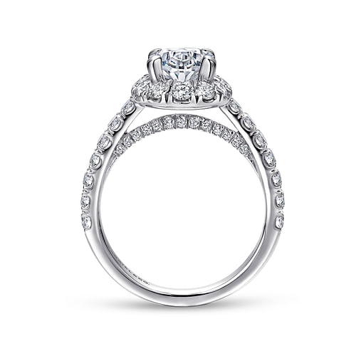 14K White Gold Oval Halo Diamond Engagement Ring