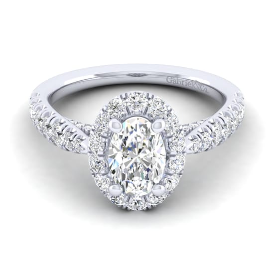 Gabriel - 14K White Gold Oval Halo Diamond Engagement Ring