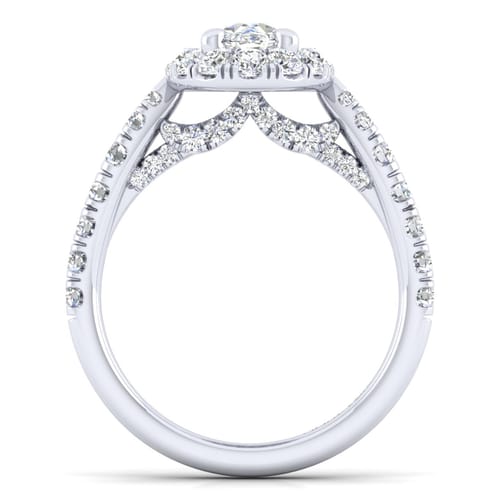 14K White Gold Oval Halo Diamond Engagement Ring