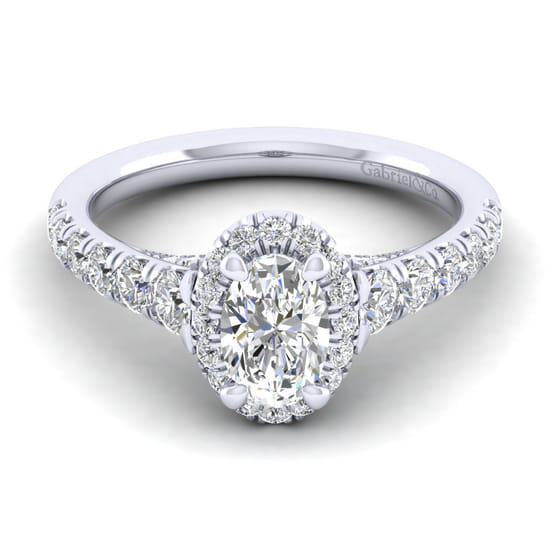 Gabriel - 14K White Gold Oval Halo Diamond Engagement Ring