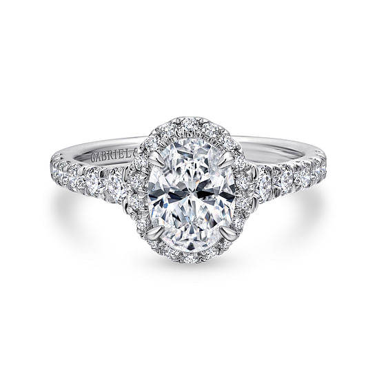 Gabriel - 14K White Gold Oval Halo Diamond Engagement Ring