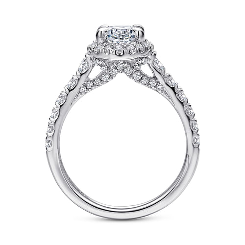 14K White Gold Oval Halo Diamond Engagement Ring