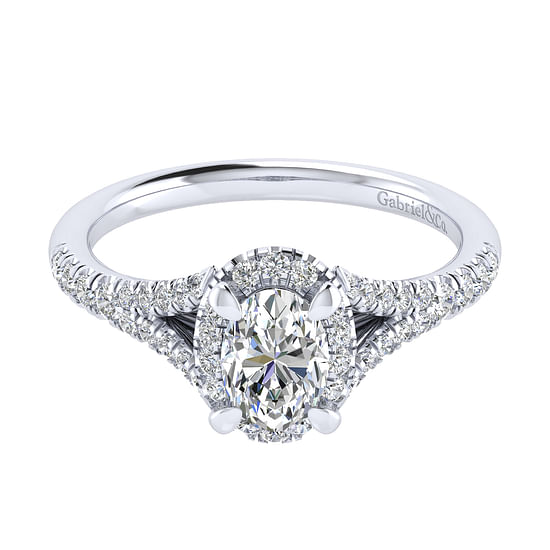 Gabriel - 14K White Gold Oval Halo Diamond Engagement Ring