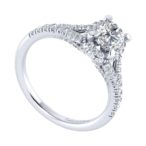 14K White Gold Oval Halo Diamond Engagement Ring