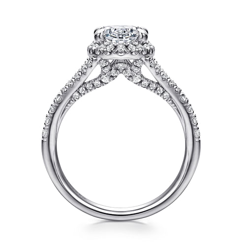 14K White Gold Oval Halo Diamond Engagement Ring