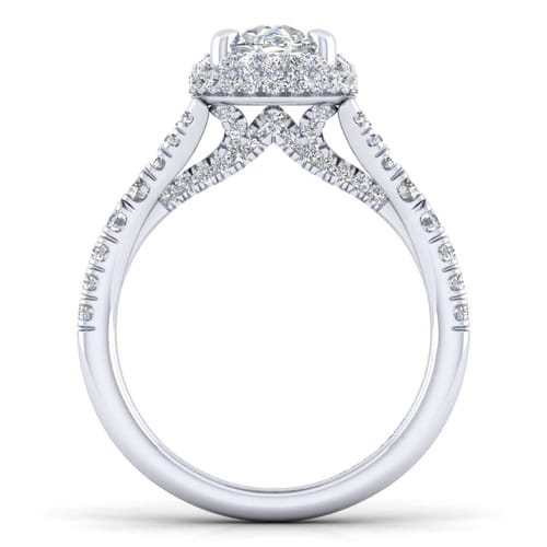 14K White Gold Oval Halo Diamond Engagement Ring