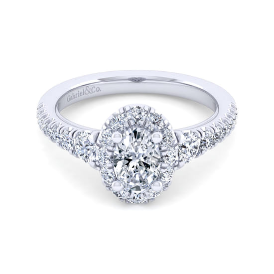 Gabriel - 14K White Gold Oval Halo Diamond Engagement Ring