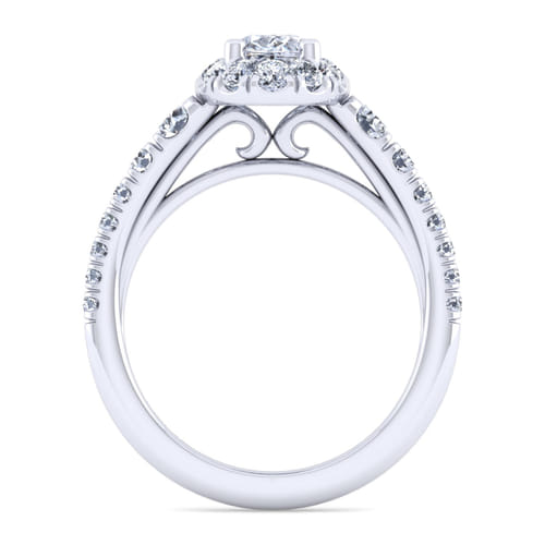 14K White Gold Oval Halo Diamond Engagement Ring