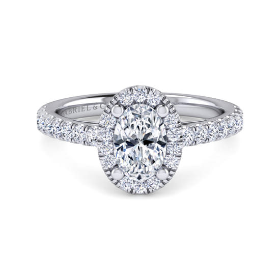 Gabriel - 14K White Gold Oval Halo Diamond Engagement Ring