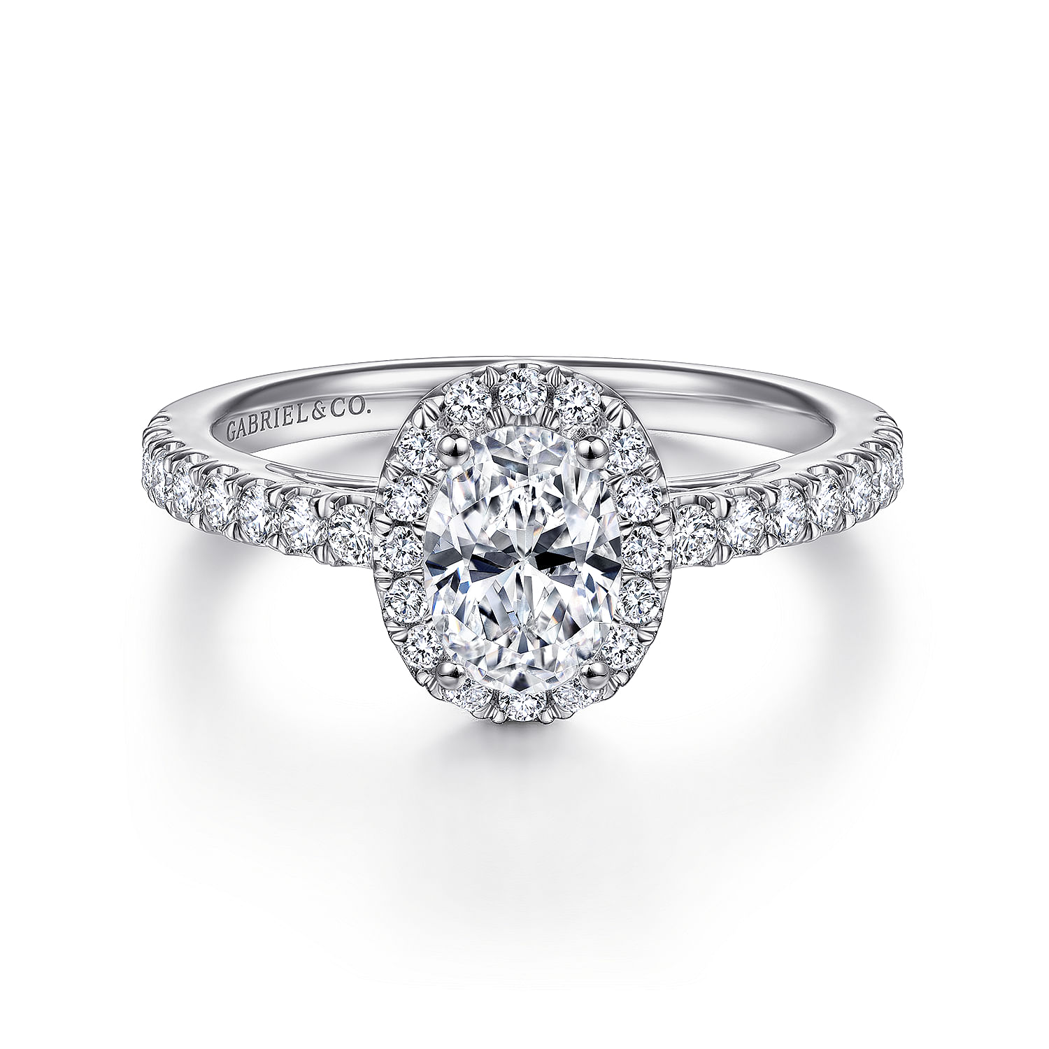 Gabriel - 14K White Gold Oval Halo Diamond Engagement Ring