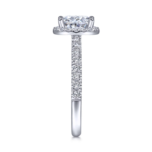 14K White Gold Oval Halo Diamond Engagement Ring